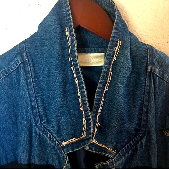 Vintage 80’s Collectable Hickory Denim Hippie Embellished Southwest Tapestry JKT - Picture 9 of 11
